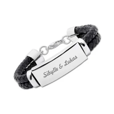 Abbildung von Geflochtenes Lederarmband in Schwarz Armbänder