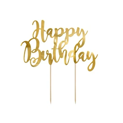 Abbildung von Cake Topper Happy Birthday 22,5 cm x 1 Stück Tortendeko Kuchendeko Tortenstecker Tortenfigur Geburtstag gold