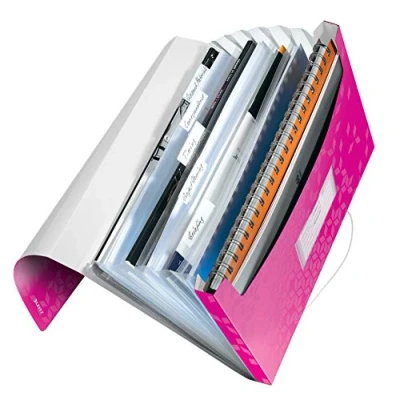 Abbildung von Leitz 45890023 Fächermappe WOW, A4, 6 Fächer, PP, pink metallic
