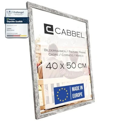Abbildung von CABBEL Bilderrahmen 40x50 cm, Birke, stabiles MDF Holz Rahmen, bruchsicherem Plexi Glas, zum Aufhängen, ideal für Fotos/Bilder/Collage
