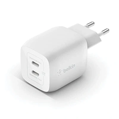 Abbildung von Belkin 45 W USB C Ladegerät mit 2 Ports, Schnellladen Power Delivery 3.0 und GaN Technologie für iPhone 16/15, Plus, Pro, Pro Max, iPad Air, MacBook, Galaxy S24, Ultra, Tab, Pixel, usw.