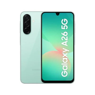Abbildung von Samsung Galaxy A26 5G AI Smartphone ohne Vertrag, Simlockfreies Handy mit Android, 6 GB RAM, 128 Speicher, 50 MP Kamera, Mint, 2,5 Jahre Herstellergarantie [Exklusiv auf Amazon]