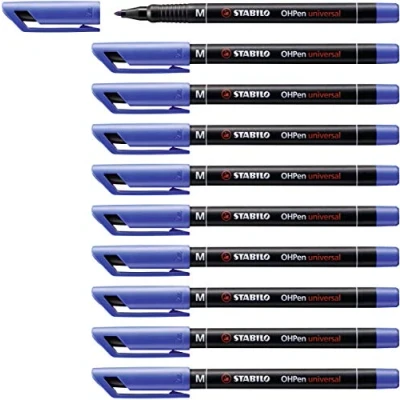 Abbildung von Folienstift STABILO OHPen universal permanent medium 10er Pack blau