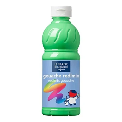 Abbildung von Lefranc Bourgeois 188021 flüssige Tempera Redimix Farbe, leuchtende Gouachefarbe auf Wasserbasis, hohe Deckkraft, hervorragenden Maleigenschaften, gebrauchsfertig, 500ml Flasche Fluo Grün