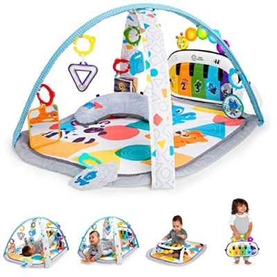 Abbildung von Baby Einstein, 4 in 1 Kickin&#039; Tunes Spieldecke mit 70+ Geräuschen, 25+ Minuten Musik, Erlebnisdecke Klavier und Lichtern, Spielmatte Spielbogen abnehmbarem Babyspielzeug, ab der Geburt