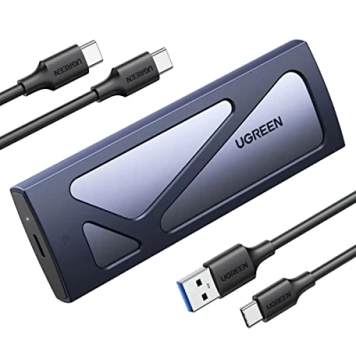 Abbildung von UGREEN NVMe M.2 USB 3.2 SSD Gehäuse Adapter mit Kühlkissen 10 Gbps für PCIe M Key/M+B Key in 2230/2242/2260/2280 CC und AC Kabel Werkzeuglos