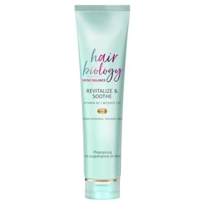 Abbildung von Hair Biology Pflegespülung, Meno Balance Revitalize &amp; Soothe, 160ml, mit Pro V, Vitamin B3 und weißem Tee, für dünner werdendes Haar trockene Kopfhaut, Menopause, Wechseljahre, Haarpflege