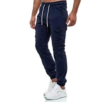 Abbildung von Tazzio Herren Cargo Chino Regular Fit Jogger harrem Jeans Hose 16610, M, Navyblau