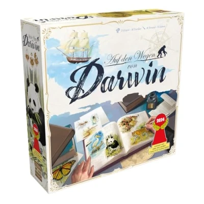 Abbildung von Sorry we are french, Auf den Wegen von Darwin, Familienspiel, nominiert zum Spiel des Jahres 2024, 2 5 Spieler, Ab 8+ Jahren, 30 Minuten, Deutsch