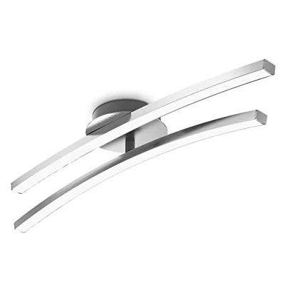 Abbildung von B.K.Licht LED Deckenlampe mit warmweißer Lichtfarbe, 12 Watt, 960 Lumen, Deckenleuchte, Lampe, Wohnzimmerlampe, Schlafzimmerlampe, Küchenlampe, Deckenstrahler, 54x12x7,5 cm, Aluminiumfarbig