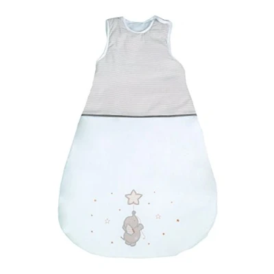 Abbildung von roba Schlafsack 90 cm Happyfant Babyschlafsack ganzjährig für Sommer &amp; Winter Atmungsaktive Baumwolle Elefanten Motiv Weiß / Beige