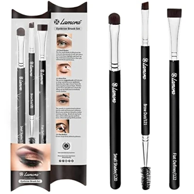 Abbildung von Augenbrauenpinsel Wimpern Pinsel Augen Pinselset Makeup Augenbrauen Set zum Auftragen von Lidschatten, Pomade, Eyeliner, Gel, Wax Dünn, Fein, Schräg, Hart