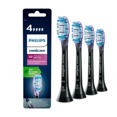 Abbildung von Philips Sonicare Original G3 Premium Gum Care Standard Schallzahnbürstenköpfe 4er Pack in Schwarz (Modell HX9054/33)