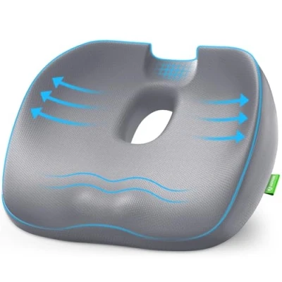 Abbildung von AUVON Sitzkissen Orthopädisch, Ergonomisches Hämorrhoiden mit Loch &amp; U förmigem Design, Bequemes Sitzpolster Steißbeinkissen Entlastung, Bürostuhl, Auto, Rollstuhl, Ischias (Grau)