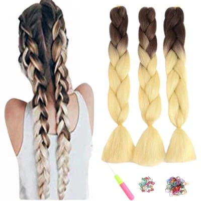 Abbildung von ShowJarlly Kanekalon Kunsthaar Haar, Haar Braids Extension, Ombre Jumbo Braid Haarverlängerung 24&quot;, Zöpfe Box Zum Einflechten African Hair