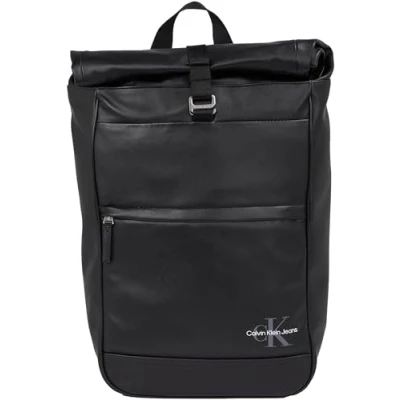 Abbildung von Calvin Klein Jeans Herren Rucksack Monogram Soft Rolltop Handgepäck, Schwarz (Black), Einheitsgröße