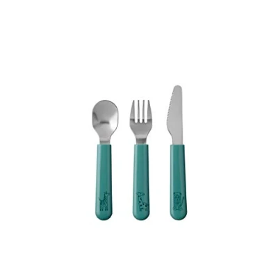 Abbildung von Mepal Kinderbesteck 3 teiliges Set Mio ab 12 Monate Inklusive Messer, Gabel &amp; Löffel 3er Deep turquoise