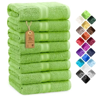 Abbildung von NatureMark 8er Pack Handtücher, 100% Baumwolle, 50 x 100 cm, Handtuch Set Apfelgrün