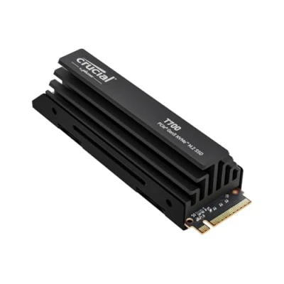Abbildung von Crucial T700 1TB SSD PCIe Gen5 NVMe M.2 Interne mit Premium Kühlkörper, bis zu 11.700MB/s, Microsoft DirectStorage, 4.0 abwärtskompatibel, Solid State Drive CT1000T700SSD5