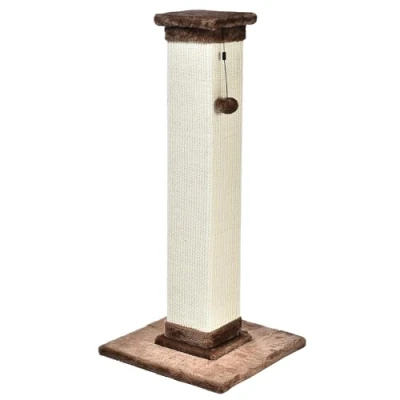Abbildung von Amazon Basics Hoher Katzen Kratzbaum, groß, hochwertig, 15.75’’ L x W 35.43’’ H, brauner Teppich