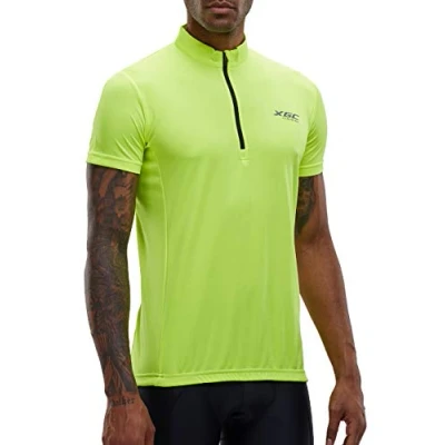 Abbildung von XGC Herren Kurzarm Radtrikot Fahrradtrikot Fahrradbekleidung für Männer mit Elastische Atmungsaktive Schnell Trocknen Stoff (Yellow, M)