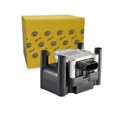 Abbildung von HELLA 5DA 358 000 171 Zündspule 12V 4 polig Blockzündspule geschraubt, Schwarz