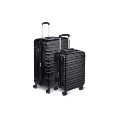 Abbildung von Amazon Basics Hartschalen Reisegepäck, ABS Trolley mit 4 Rollen, 2 Teiliges Set, (55, 78 cm), Schwarz