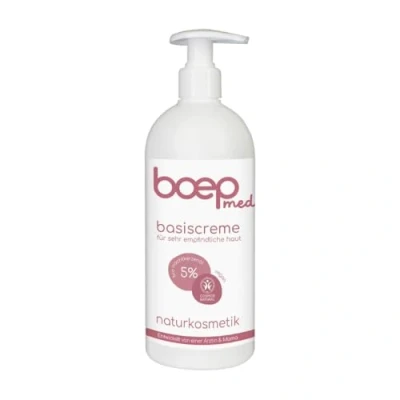 Abbildung von boep med Basiscreme PETA Beauty Award für beste vegane Gesichtscreme Basispflege Problemhaut wie Neurodermitis oder Rosacea Sehr trockene juckende Haut Zertifizierte Naturkosmetik