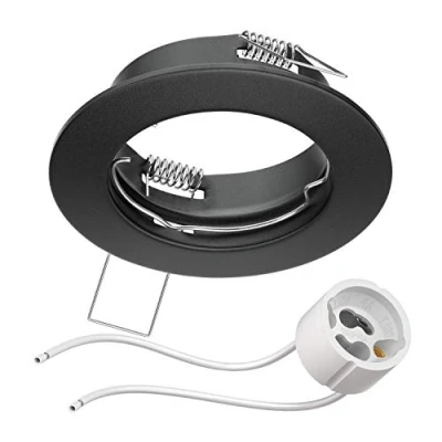 Abbildung von ledscom.de Decken Einbaurahmen FERE schwarz matt (LED/Halogen/GU10/MR16/PAR16/50mm) inkl. GU10 Fassung