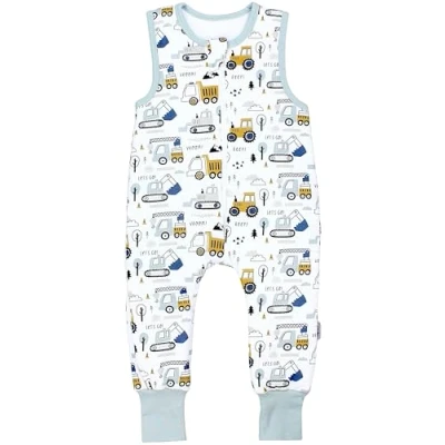 Abbildung von TupTam Baby Ganzjahresschlafsack mit Füßen 2,5 TOG OEKO TEX Unisex, Farbe: Baustelle Bagger Traktor Raupe, Größe: 116 122