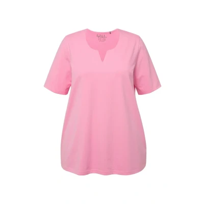 Abbildung von Ulla Popken Damen, A Linie, Tunika Ausschnitt, Halbarm T Shirt, Hell Pink, 42 44