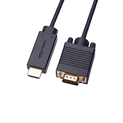 Abbildung von Amazon Basics HDMI Kabel (Quelle) auf VGA (Display) (nicht bidirektional), vergoldet, 6 feet, Schwarz