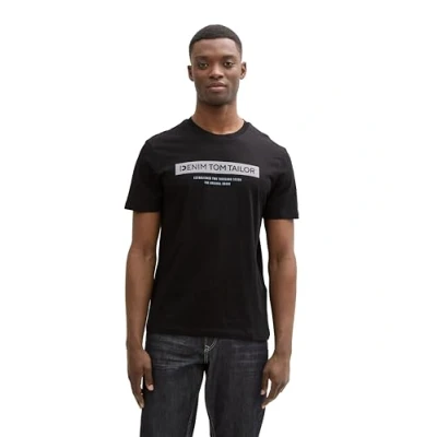 Abbildung von TOM Tailor Denim Printed Tshirt print, Herren, Größe: XL, Deep black