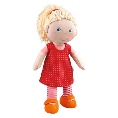 Abbildung von HABA 302108 Puppe Annelie, Stoffpuppe mit Kleidung und Haaren, 30 cm, Spielzeug ab 18 Monaten, Rotes