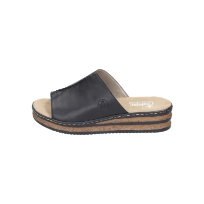 Abbildung von Rieker Pantolette flach, Damen, Größe: 36, Schwarz Schuhe