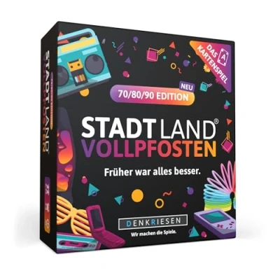 Abbildung von DENKRIESEN Stadt Land Vollpfosten® Das Kartenspiel 70/80/90 Edition Ab 8 Jahren 3 6 Spieler Familienspiel Partyspiel