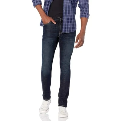 Abbildung von Amazon Essentials Herren Stretchjeans, Skinny Passform, Dunkles Indigo/Leicht Ausgespült, 31W / 30L