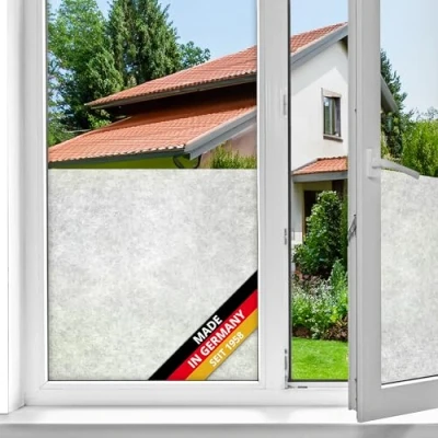 Abbildung von d c fix Fensterfolie Reispapier Milchglas selbstklebend 45 cm x 2 m Milchglasfolie blickdichte Sichtschutzfolie Sichtschutz für Bad Fenster, Küche Blickschutz Folie Klebefolie Glasfolie