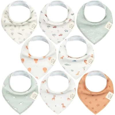 Abbildung von 8 Stück Dreieckstuch Baby Junge, Mädchen Unisex Bandana Lätzchen Baby, Super Absorbierende Halstuch Bio Baumwolle Lätzchen, Halstücher für Säuglinge, Sabberlätzchen (Wilderness)