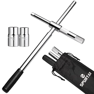 Abbildung von Spurtar Werkzeug Kreuzschlüssel Kreuzschlitzschlüssel Teleskop Radmutternschlüssel Auto Set 17mm/19mm, 21mm/23mm mit 2 Standardbuchsen Radkreuz für Autoreifen