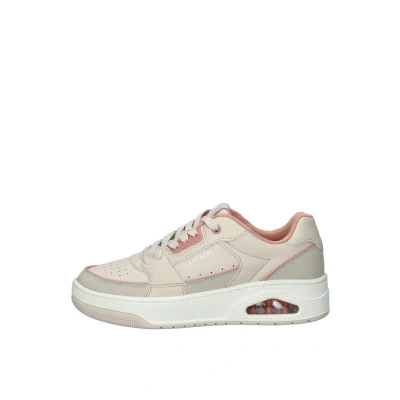 Abbildung von Skechers Damen UNO Court Sneakers, Natürliches Leder, Korallenbesatz, Duraleather Besatz, 40 EU