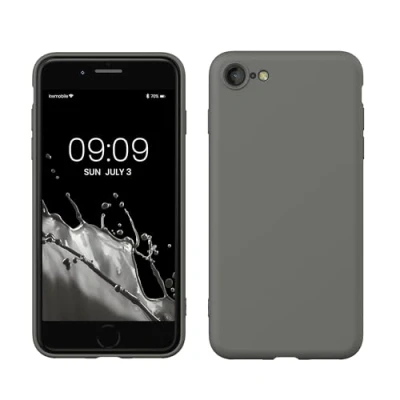 Abbildung von kwmobile Hülle kompatibel mit Apple iPhone SE (2022) / (2020) 8 7 gummierte TPU Silikon Handyhülle Schutzhülle für kabelloses Laden Case in Stone Dust