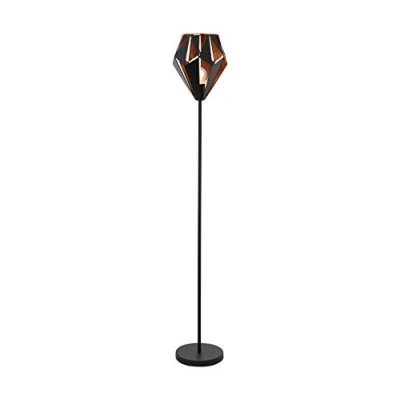 Abbildung von EGLO Stehlampe Carlton 1, 1 flammige Vintage Stehleuchte, Retro Standleuchte aus Metall in Schwarz und Kupfer, E27 Fassung