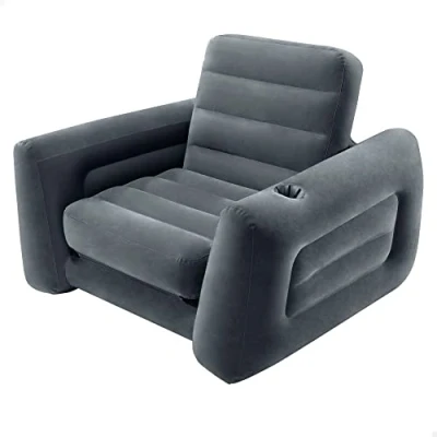 Abbildung von Intex 66551NP Pull Out Chair, Entspannen, Armlehne, Platzsparend, PVC, RAYON, Schwarz, 117x224x66 cm