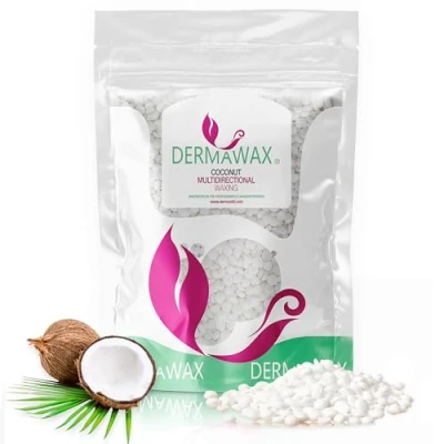 Abbildung von Dermawax Kokosnuss Multidirektional Enthaarungswachs zur Haarentfernung Gesicht Augenbrauen Intim Bikini Enthaarung Brazilian Waxing Perlen Geeignet für Alle Hauttypen 400 Gramm