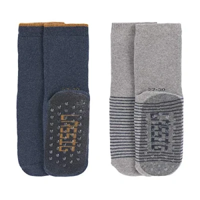 Abbildung von LÄSSIG Unisex Kinder Anti Rutsch Socken 2er Set/ Blue Grey Größe 15 18
