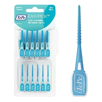 Abbildung von TePe EasyPick Dental Stick M/L / 1 x 36 Stück inklusive praktischem Taschenetui Für eine einfache, tägliche Anwendung zwischendurch und unterwegs