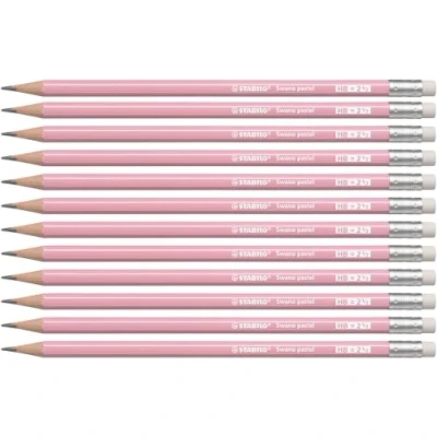 Abbildung von Bleistift mit Radierer STABILO Swano Pastel Härtegrad HB 12er Pack pink