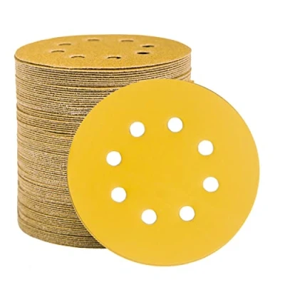 Abbildung von STEBRUAM 100 Stück Schleifpapier 125mm Klett 800 Körnung, Profi Gold Rund 8 Loch Schleifscheiben für Exzenterschleifer,Für Holz Metall und Farbe