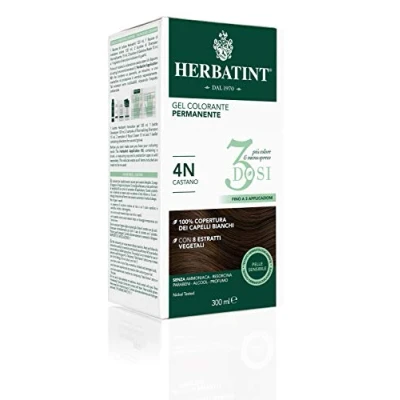 Abbildung von Herbatint Permanentes Farbgel 3 Dosen, 300 ml 4N Braun, ohne Ammoniak, für empfindliche Haut, 100% Abdeckung weißes Haar, mit 8 natürlichen Bio Extrakten